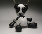 Sad Panda Bear Necklace - Original, Wearable Art Doll