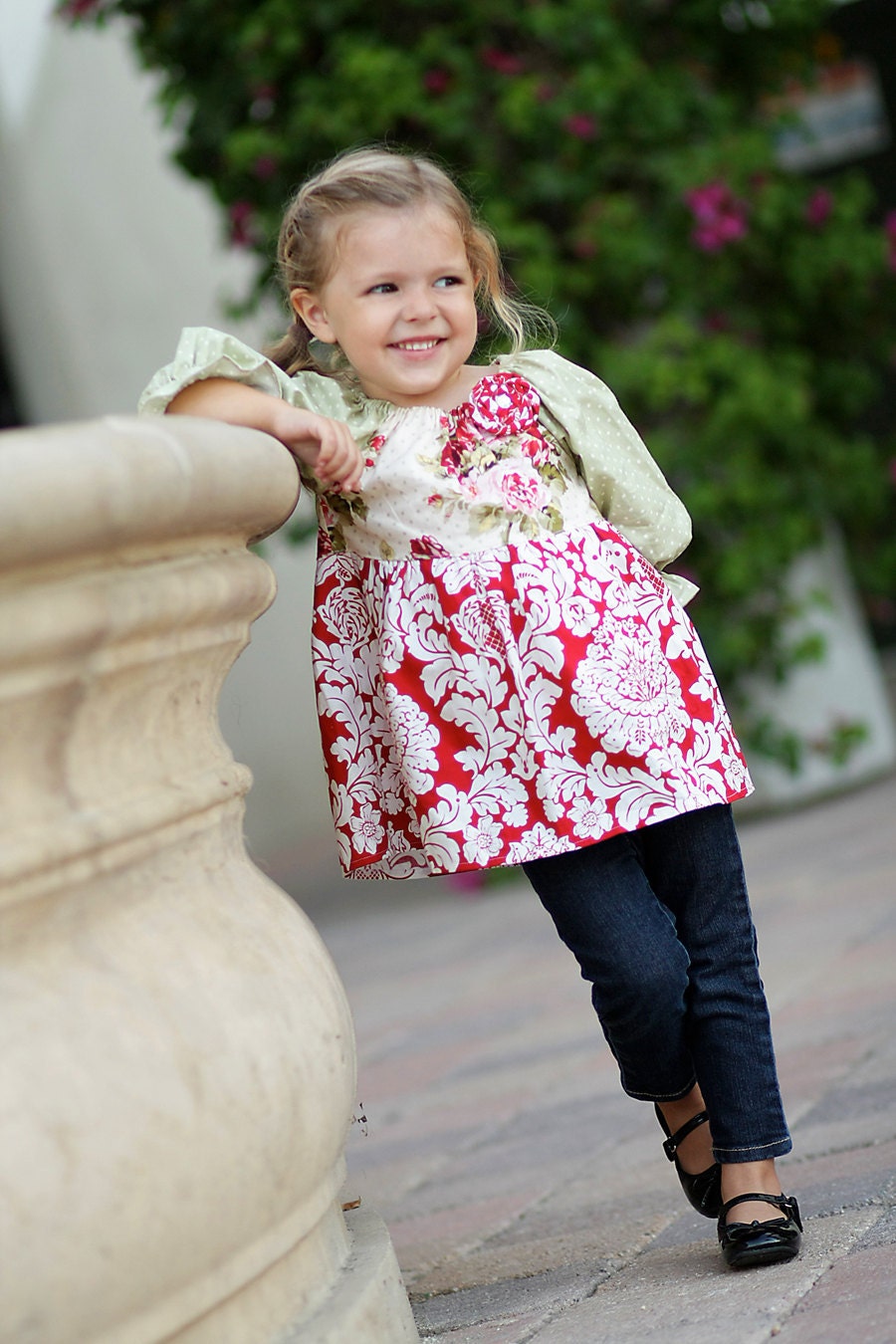 The Holiday 2011 Collection.... Shabby Chic Floral Custom Peasant Top  2-6 years
