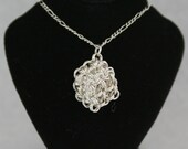 SALE Chainmaille Necklace in Sterling Silver Micro Maille Japanese Cube