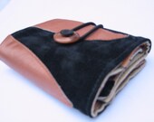 Black suede and copper leather recycled wallet