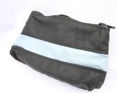 Recycled leather Clutch black and baby blue
