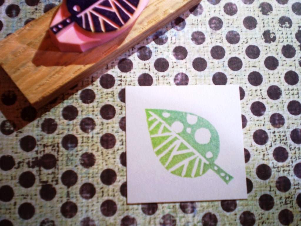 Leaf-- hand carved rubber stamp