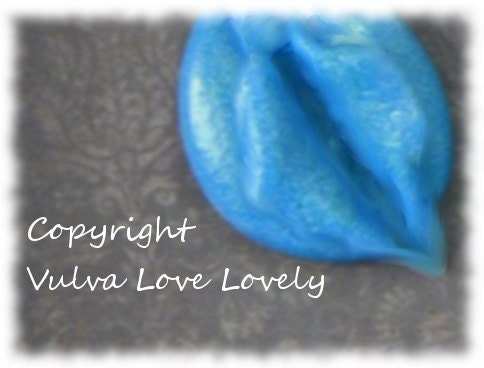 Vagina Charm- Sparkly Teal Vulva Goddess Pendant- mature