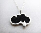 Rain cloud necklace - concrete and silver - rain shower - made to order