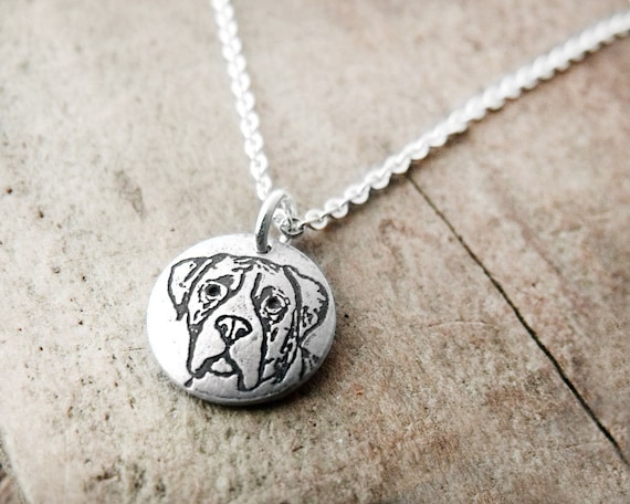 Tiny Boxer necklace - silver dog jewelry dog lover