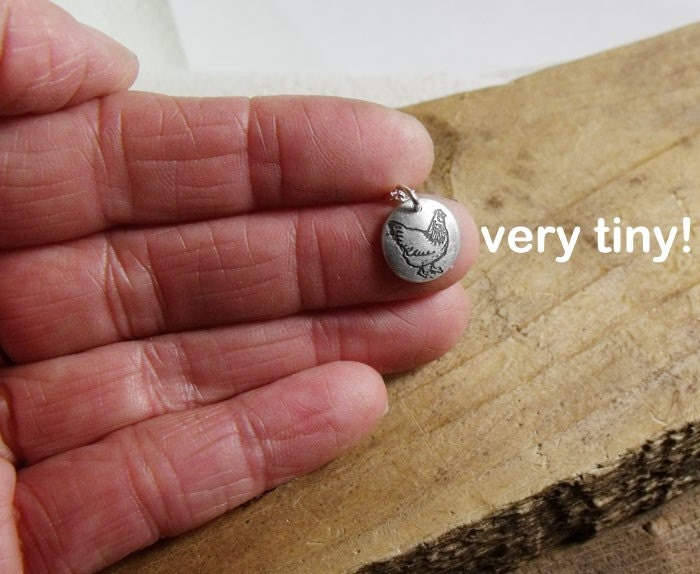 Chicken necklace -  silver hen jewelry - tiny pendant
