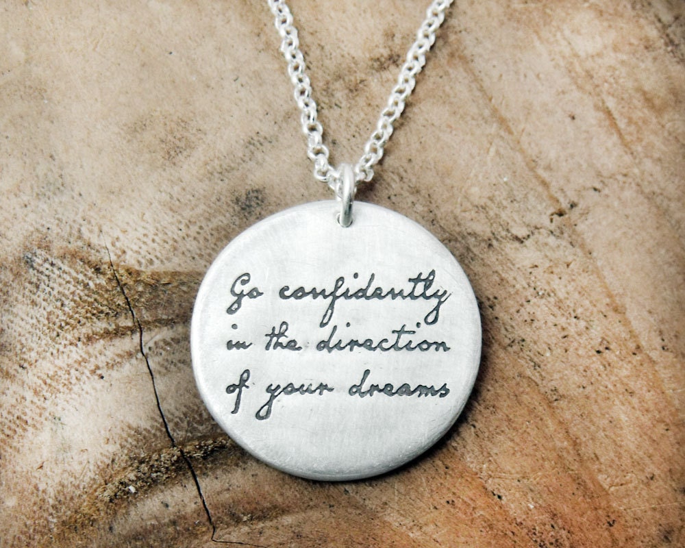 Graduation - Thoreau inspirational quote necklace - Compass jewelry