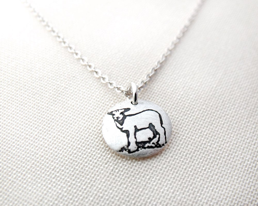 Tiny silver lamb necklace