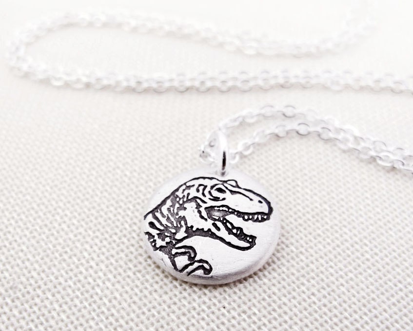 Tiny T Rex necklace - silver dinosaur Tyrannosaurus Rex