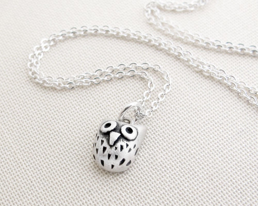 Very tiny owl necklace - silver owl jewelry small pendant eco friendly