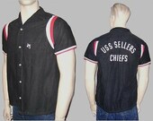 USS SELLERS Vintage 1960s HILTON Military Bowling Shirt S 40