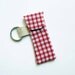 lip balm or usb stick holder keyring. red gingham fabric