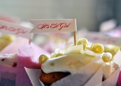 It's A Girl - 12 Baby shower cupcake flags Il_570xn