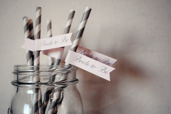 Bride to Be Paper Drink Straw Flags- Set of 12 Il_570xn