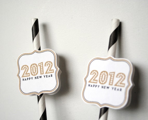 New Years Drink Straw Medallions - PRINTABLE