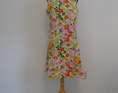 retro bright flower power broadcloth jumper Medium Large
