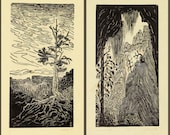 Southwest Landscapes Value Matched Set 2 National Park Woodcuts Bryce and Zion Views