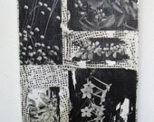 Original Collage with Black and White Flowers