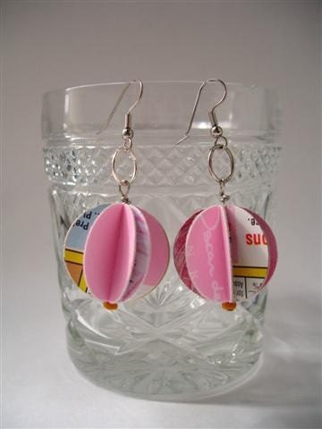 Pink Berry upcycled earrings