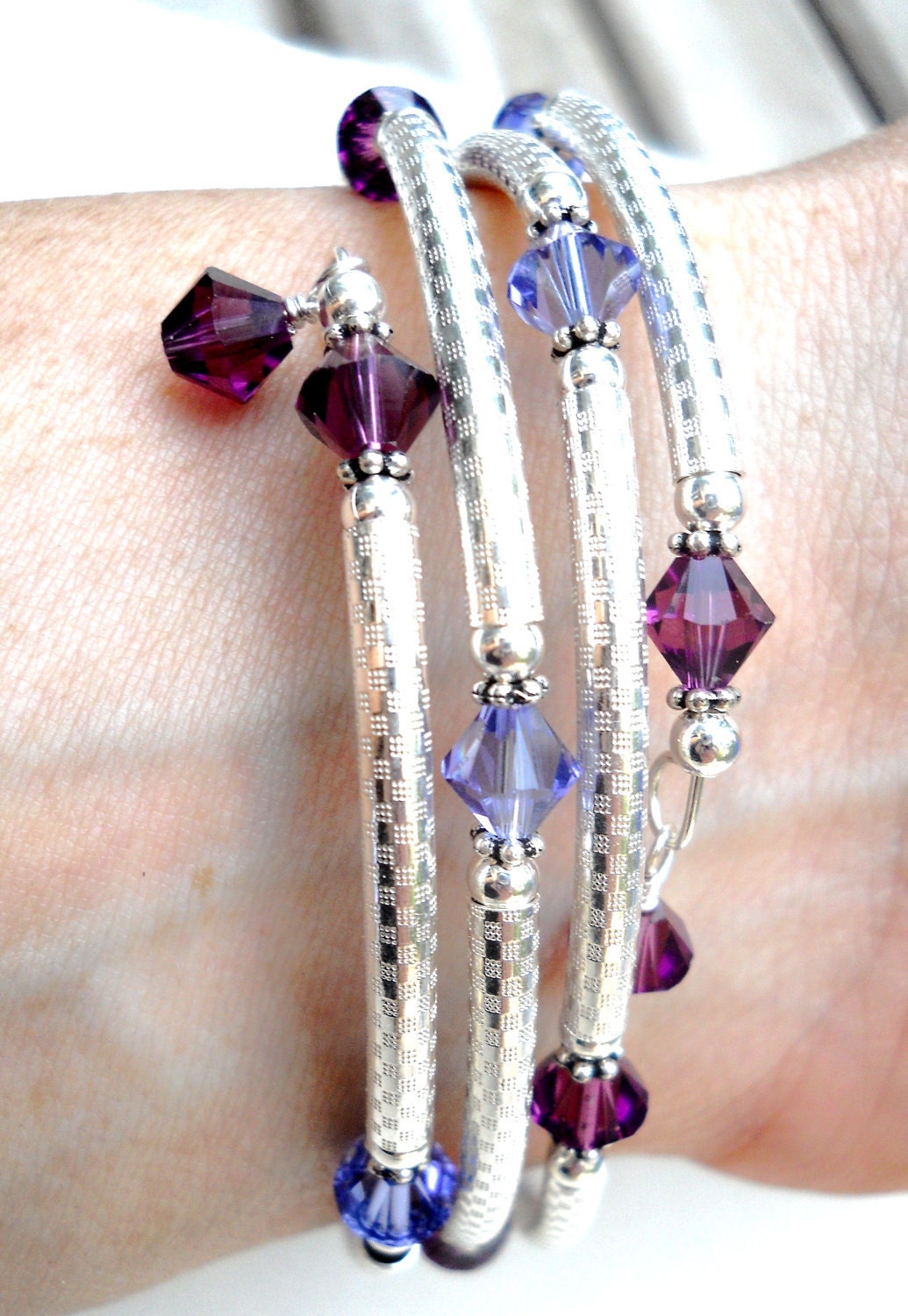 Tanzanite and Amethyst Wraparound Bracelet