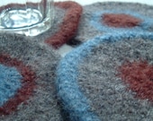 Felted Wool Coasters - Gray, Brown, Blue