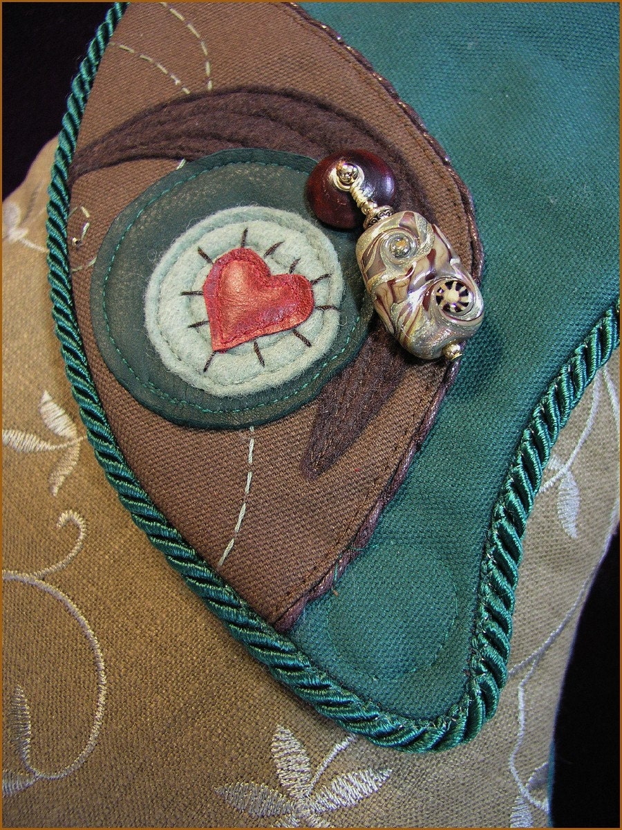 Peek-A-Boo Heart Artisan Lampwork Bell Bag Shoulder Strap OOAK Wearable Art Purse