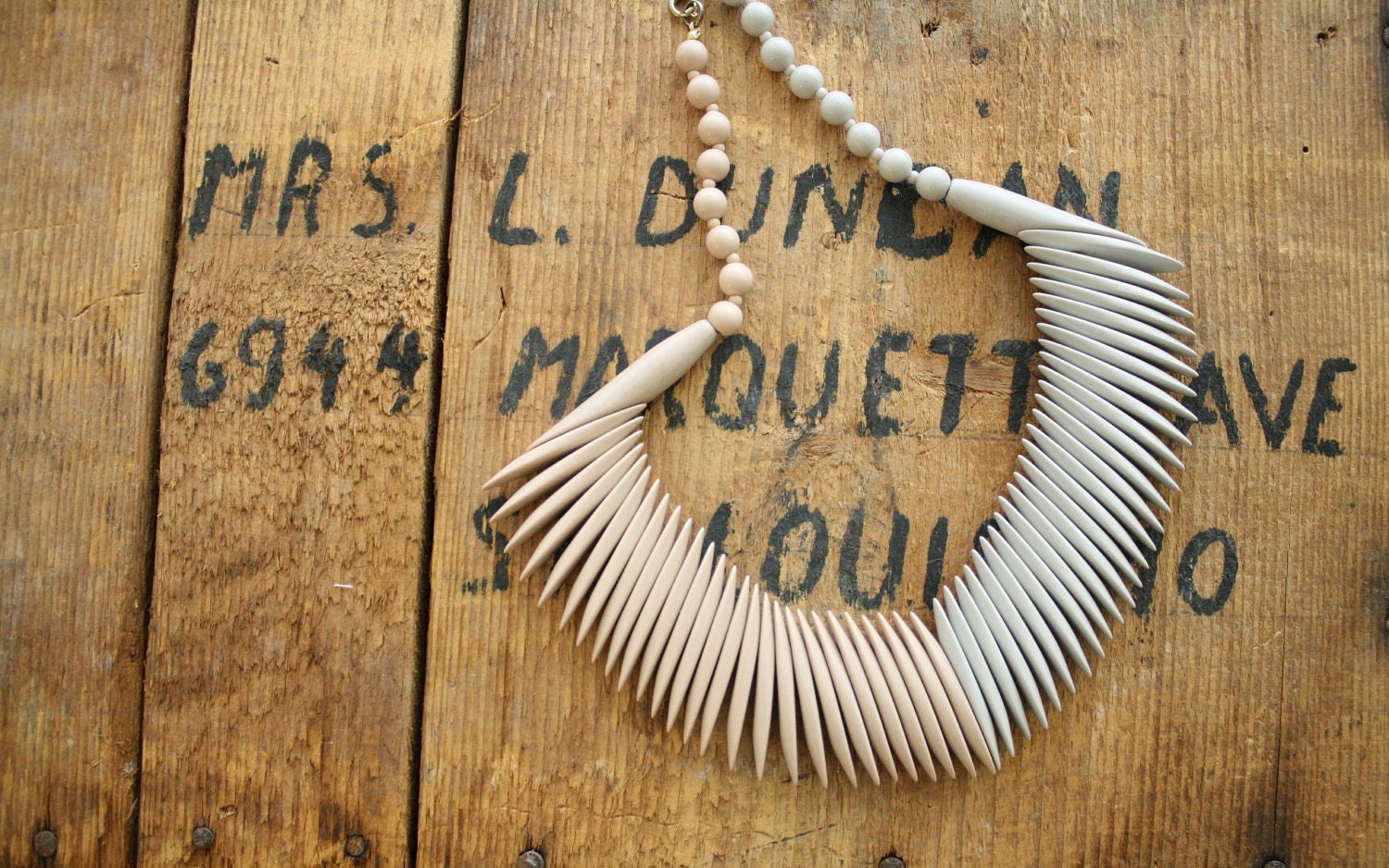Two Tone Tribal Divide Necklace . 1980s