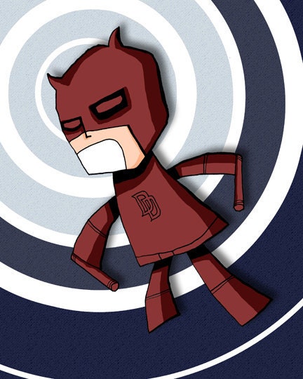 Daredevil Super Hero Comic Book Illustration Print Art