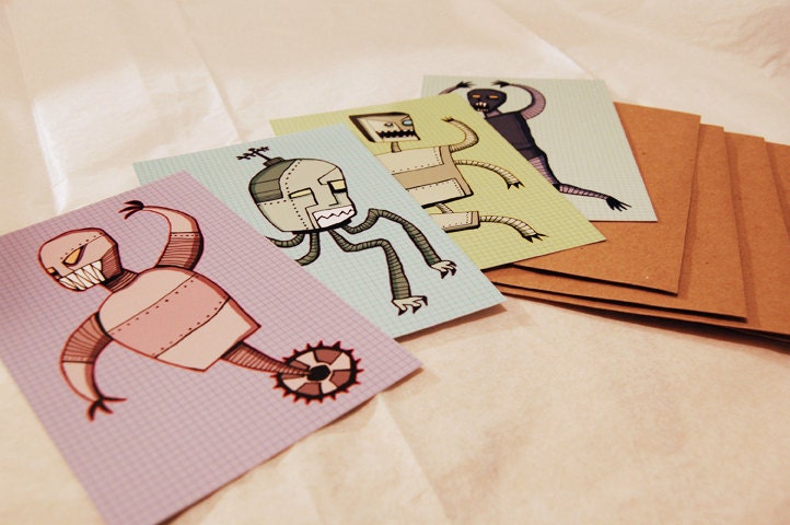 Crazybot Robot Postcard Set