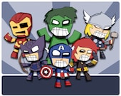 Avengers Team Super Hero Art Print Illustration