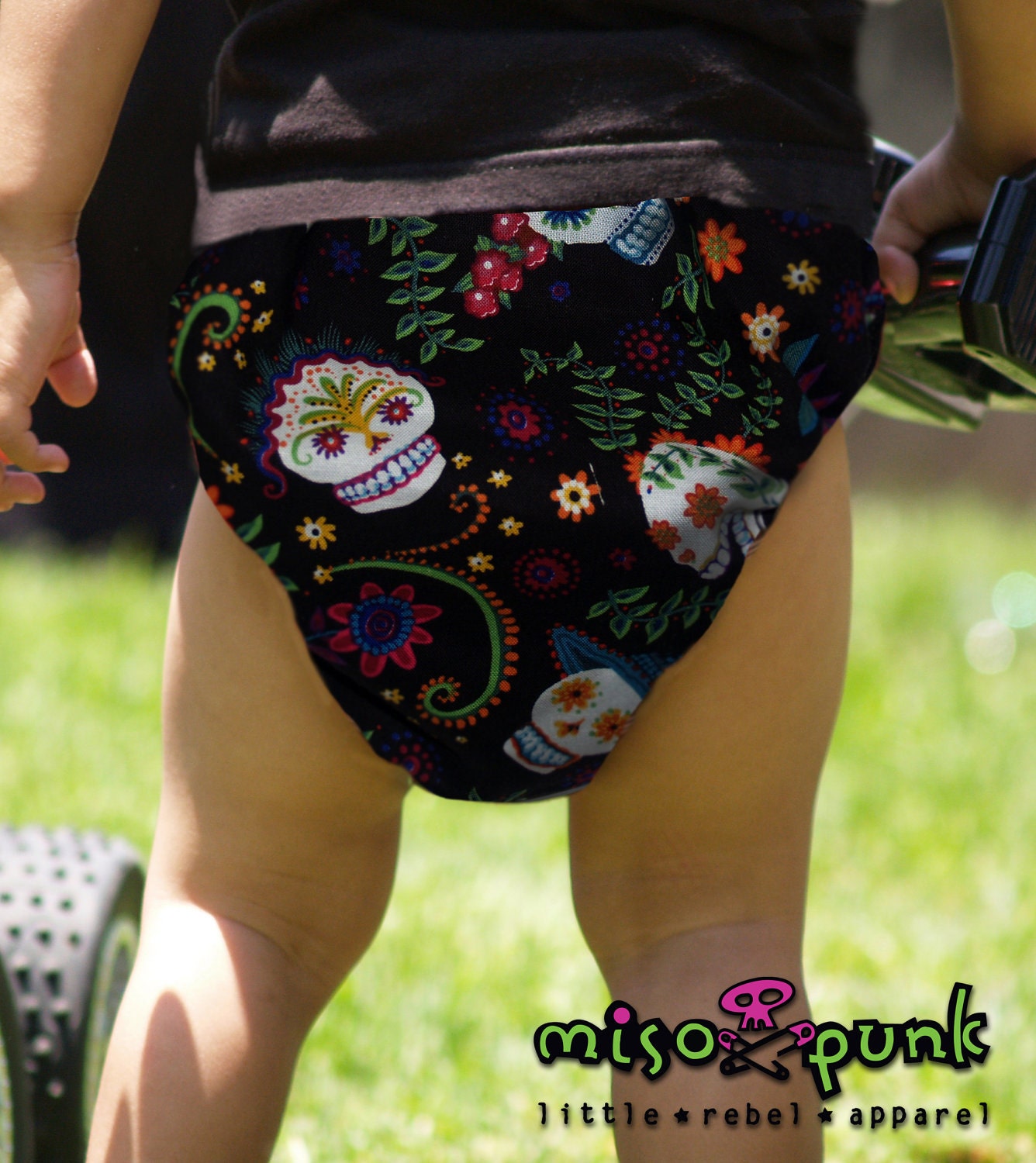 Punk Rockabilly Baby Diaper Cover Sugar Skulls  - baby shower gift