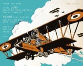 Wings, Personalized Airplane Print, Custom Scripture Art Print (11x14)
