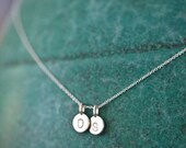 TWO Charms Tiny Initial Necklace in Sterling Silver