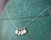 FOUR Charms Tiny Initial Necklace in Sterling Silver