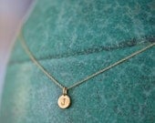ONE Charm TIny Initial Necklace in 14k Gold Vermeil