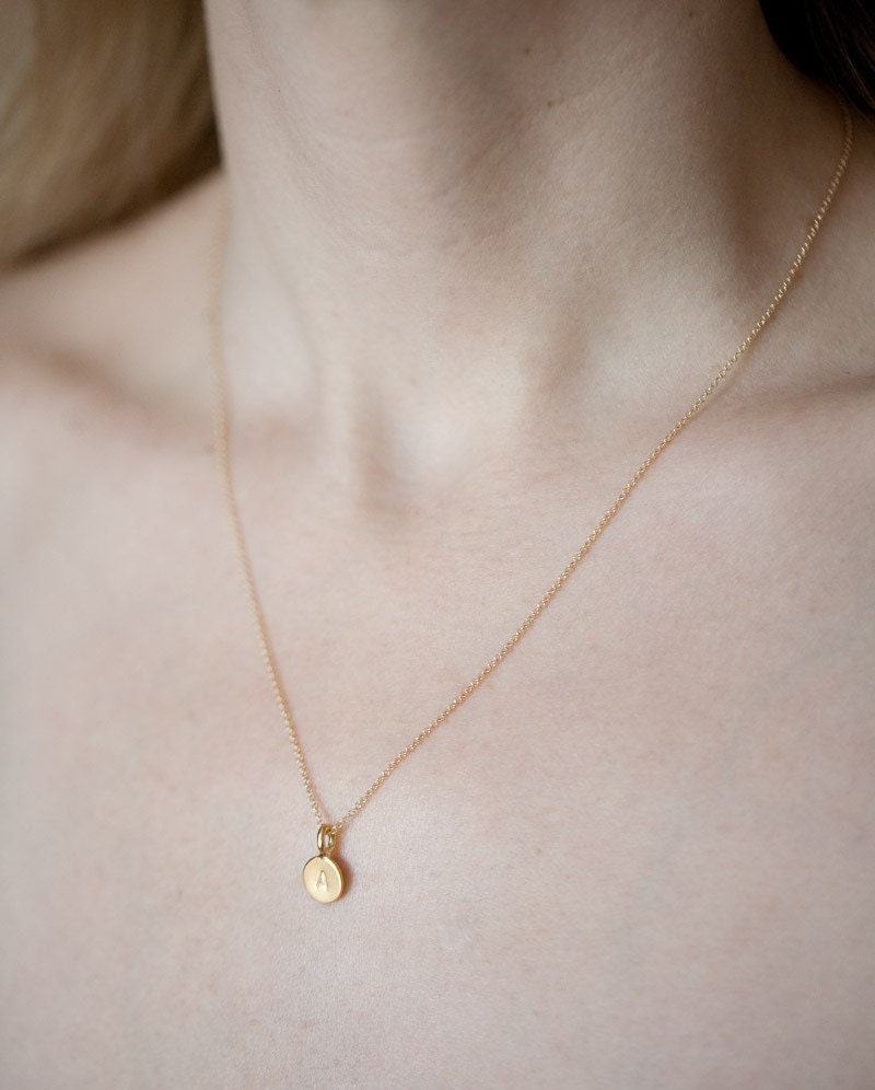 14k Gold Vermeil Tiny Initial Necklace