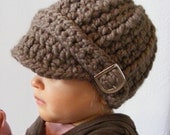 Baby Hat, 9 to 12 Month Crochet Visor Hat Buckle Beanie - Taupe Trend Warm Winter Visor Beanie for Baby Girls, Baby Boys, Toddlers