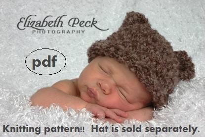 INSTANT DOWNLOAD Baby Bear Roll Brim Hat Knitting Pattern in 3 Sizes, PDF Number 111 -- Permission to Sell Hats -- Over 16,000 patterns sold