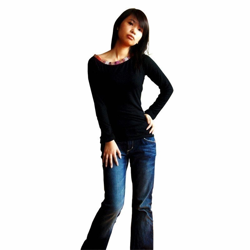 Less is more  Premium Cotton off shoulder top - long sleeved(Y1008)