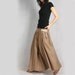 RED POCKET - silky linen Long Skirt (Q1001)