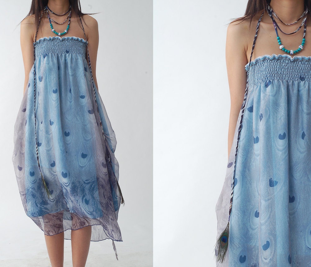 peacock - chiffon maxi skirt and dress (Q1206)