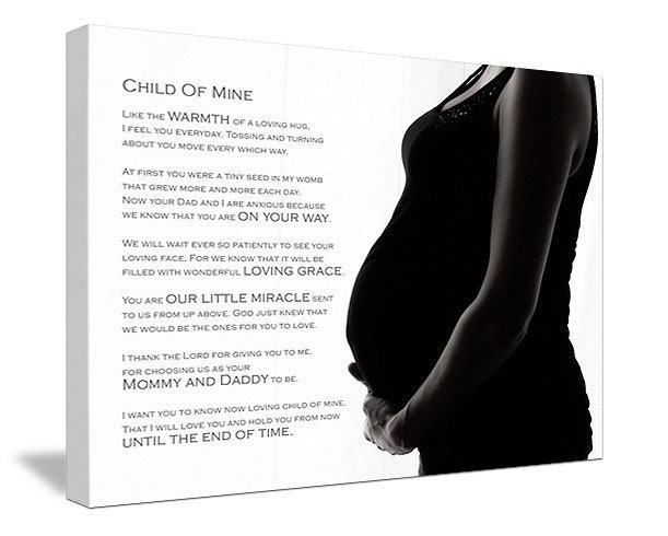 Personalized Family Baby Maternity Belly Custom Canvas Wall or Nursery Art 12x16  Your Photo Your Words