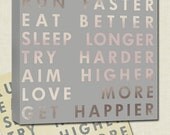 Run Faster Art motivational quote grey, slate color choice wall decor canvas art 10x10