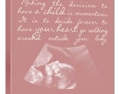 Your Ultrasound Sonogram image as Canvas Art - pick color and words New Parents 14x14
