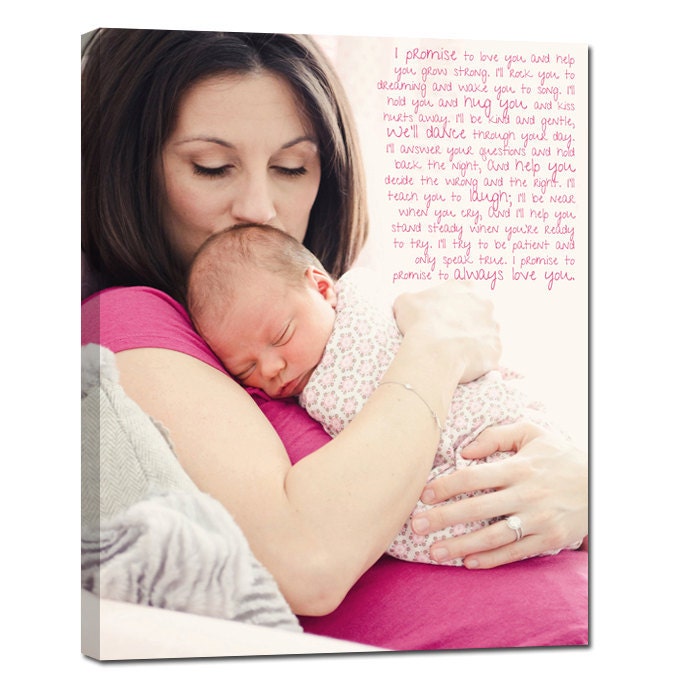 Photo Gift for new Parent Art Photo on Canvas with Your Lyrics Song 12x24