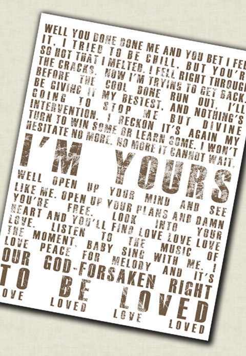 Rerserved for Christina RUSH Canvas Wall Art Lyrics favorite song, vow art  Personalized Canvas Artwork  18x24  inch