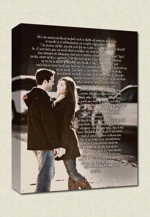Your Wedding Pictures to Canvas Art Personalized with Your Words Vows lyrics 12x16 inches