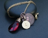 The Mama Necklace-mother's necklace with birthstone and initial charms