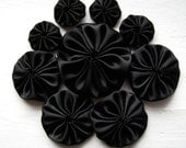 Black Satin Rosette Appliques to make Brooch and Accessories