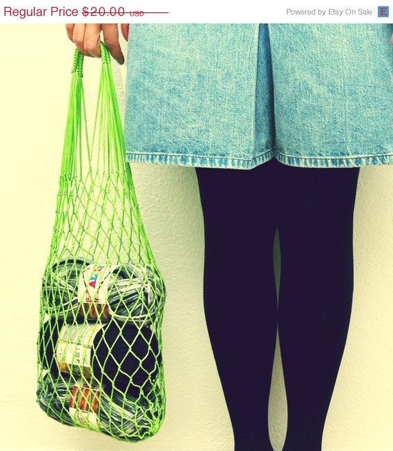 LAST ONE eco friendly Green Net Bag - Go Green, beach accessories